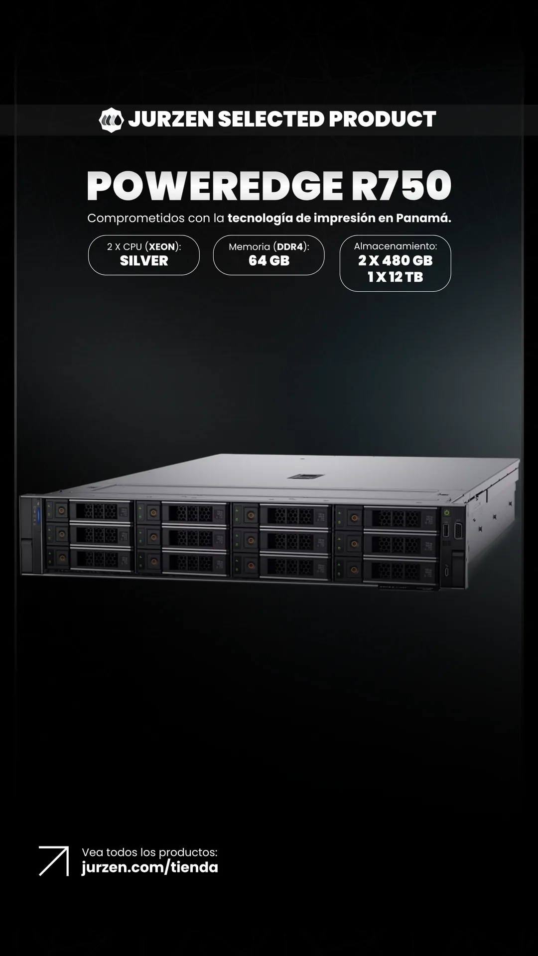 Servidor de alta densidad PowerEdge R750 para infraestructura TI empresarial - Jurzen Technology