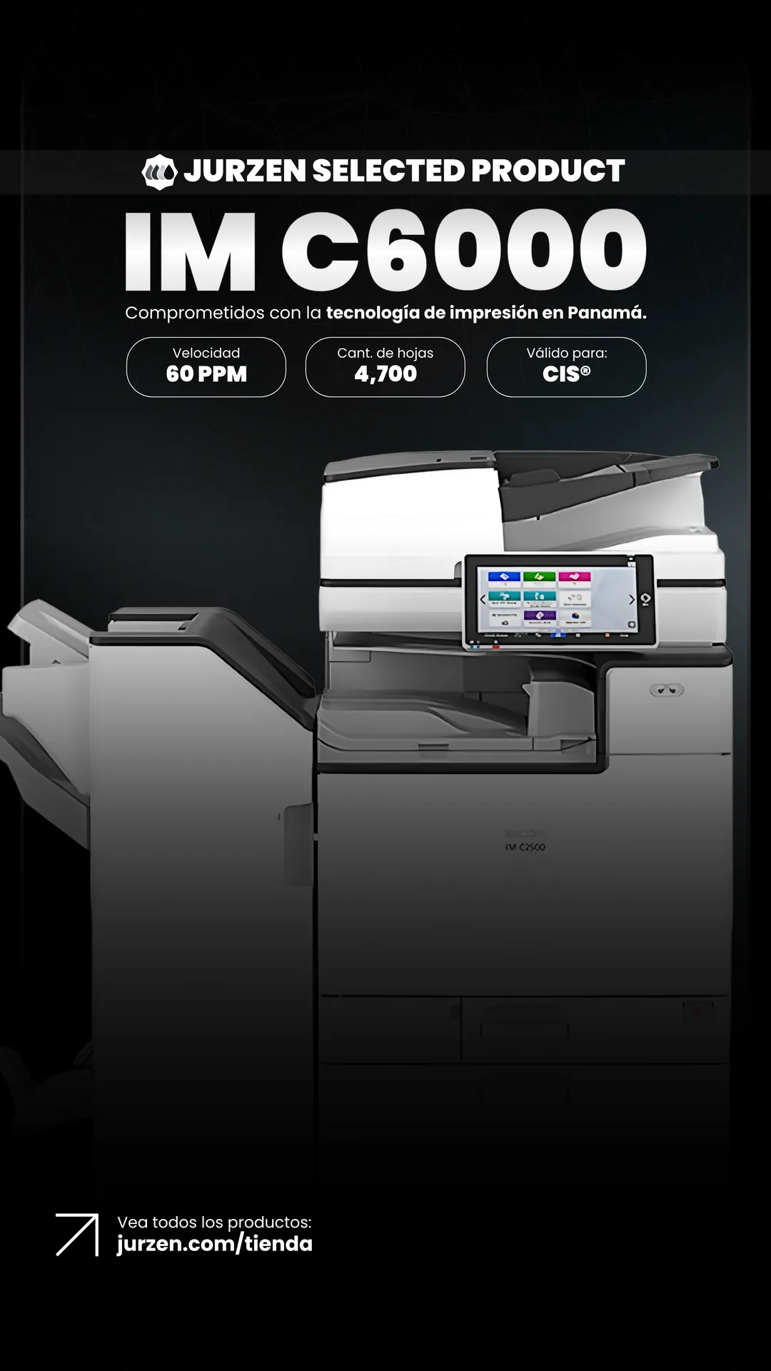 Impresora corporativa de alto volumen IM C6000 para oficinas modernas - Jurzen Technology