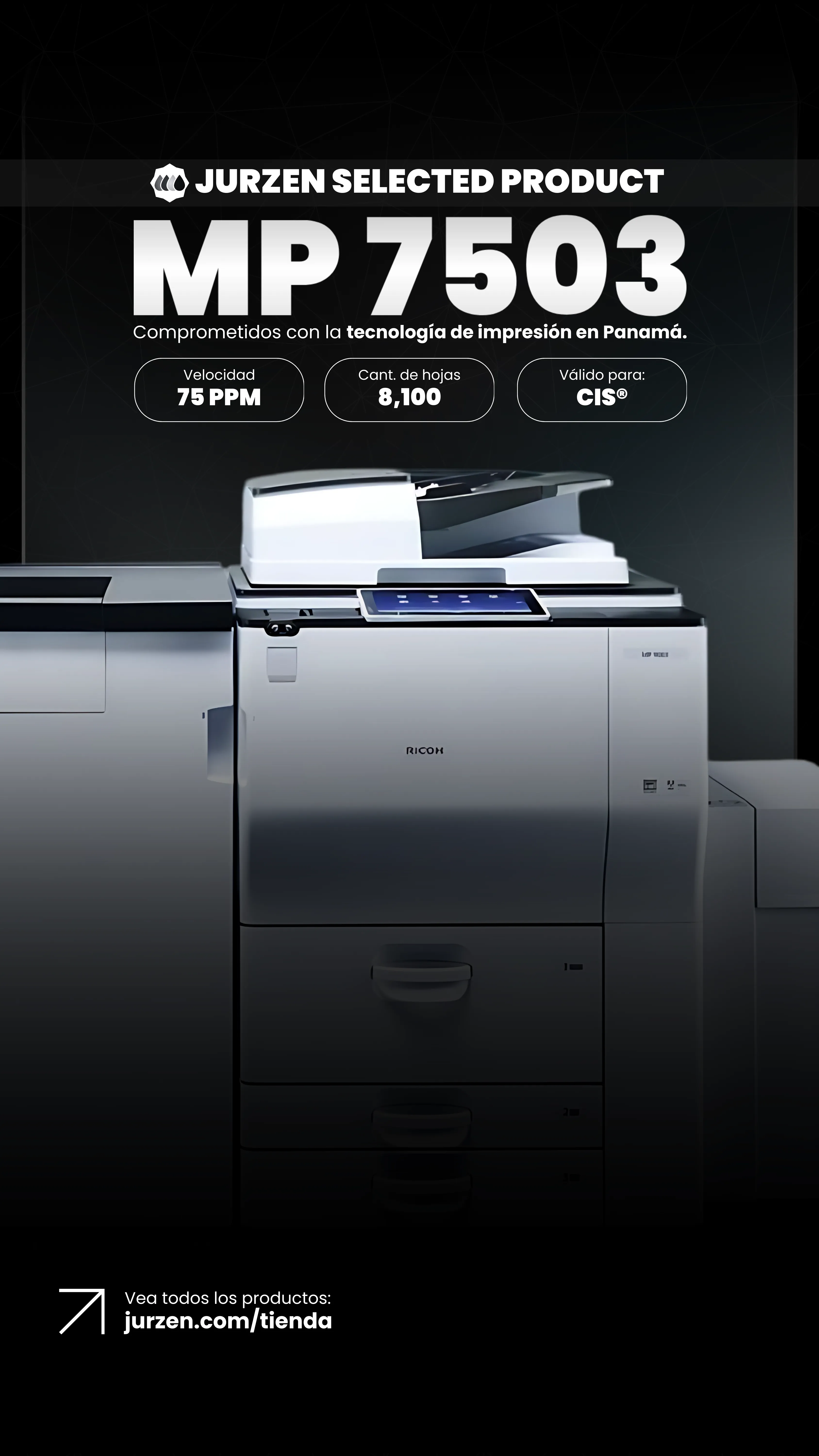 Ricoh MP 7503 | Soluciones JurZen Equipo corporativo Ricoh MP 7503 - multifunction mono JurZen Panamá