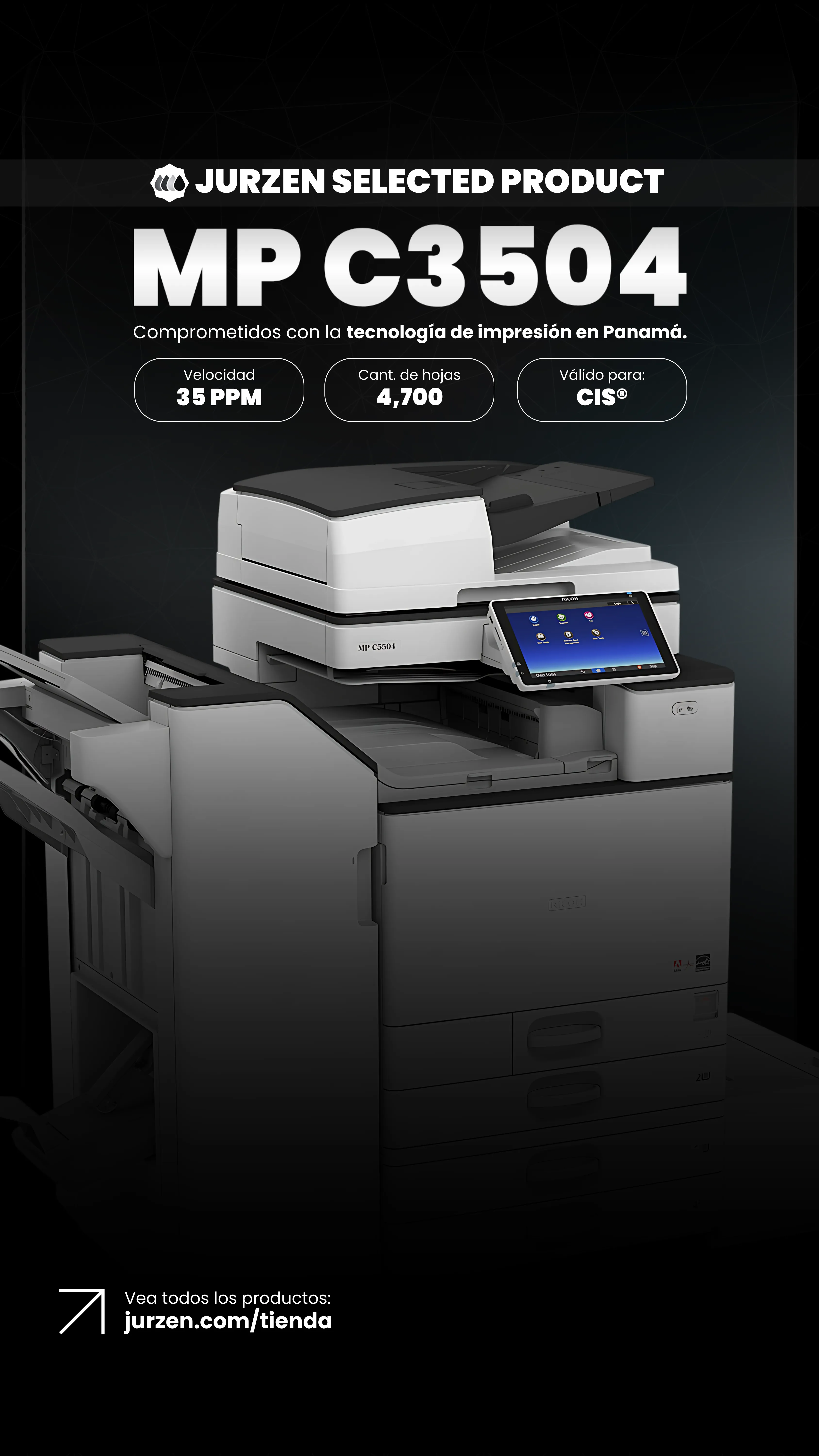 Ricoh MP C3504 | Soluciones JurZen Equipo corporativo Ricoh MP C3504 - multifunction color JurZen Panamá