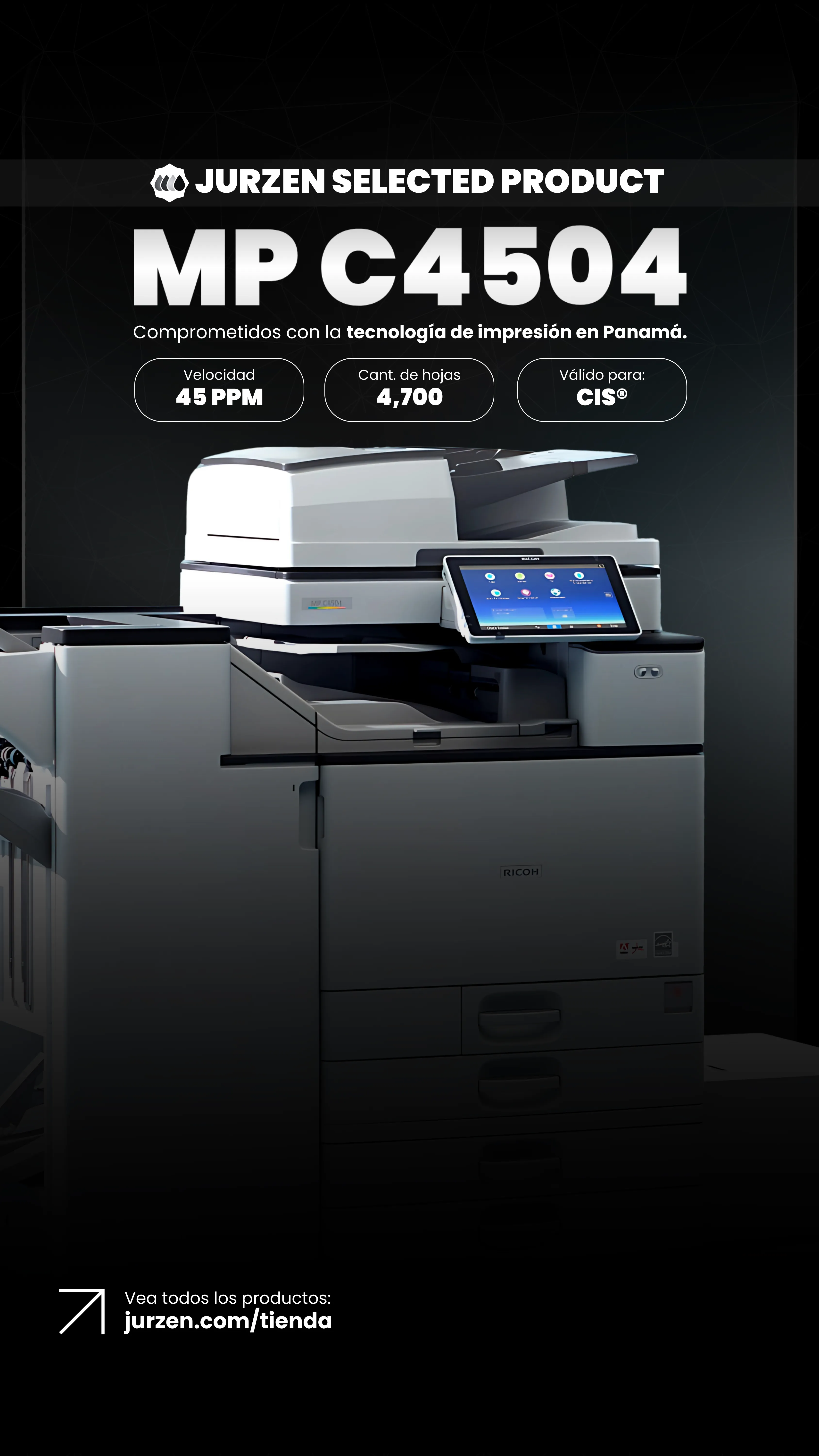 Ricoh MP C4504 | Soluciones JurZen Equipo corporativo Ricoh MP C4504 - multifunction color JurZen Panamá