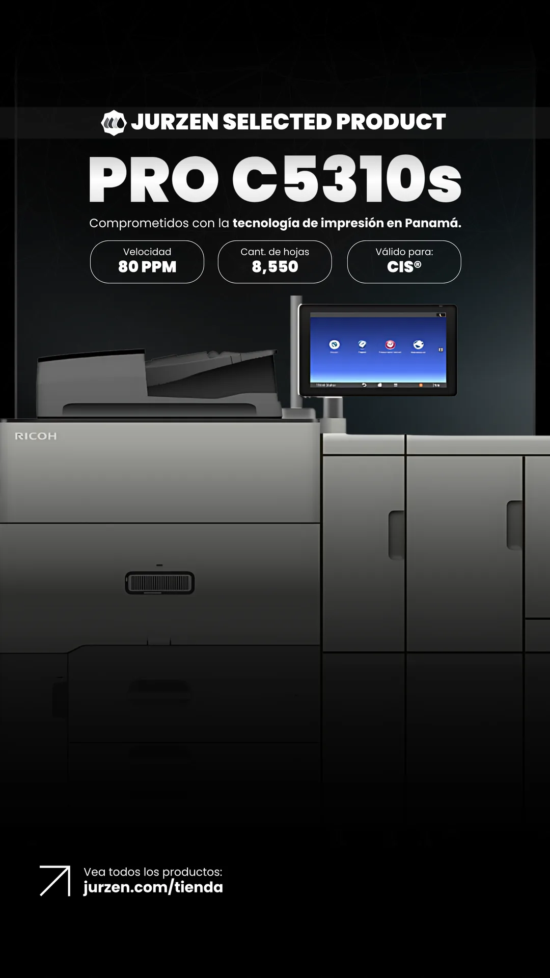 Prensa digital de producción PRO C5310s para artes gráficas en Panamá - Jurzen Technology